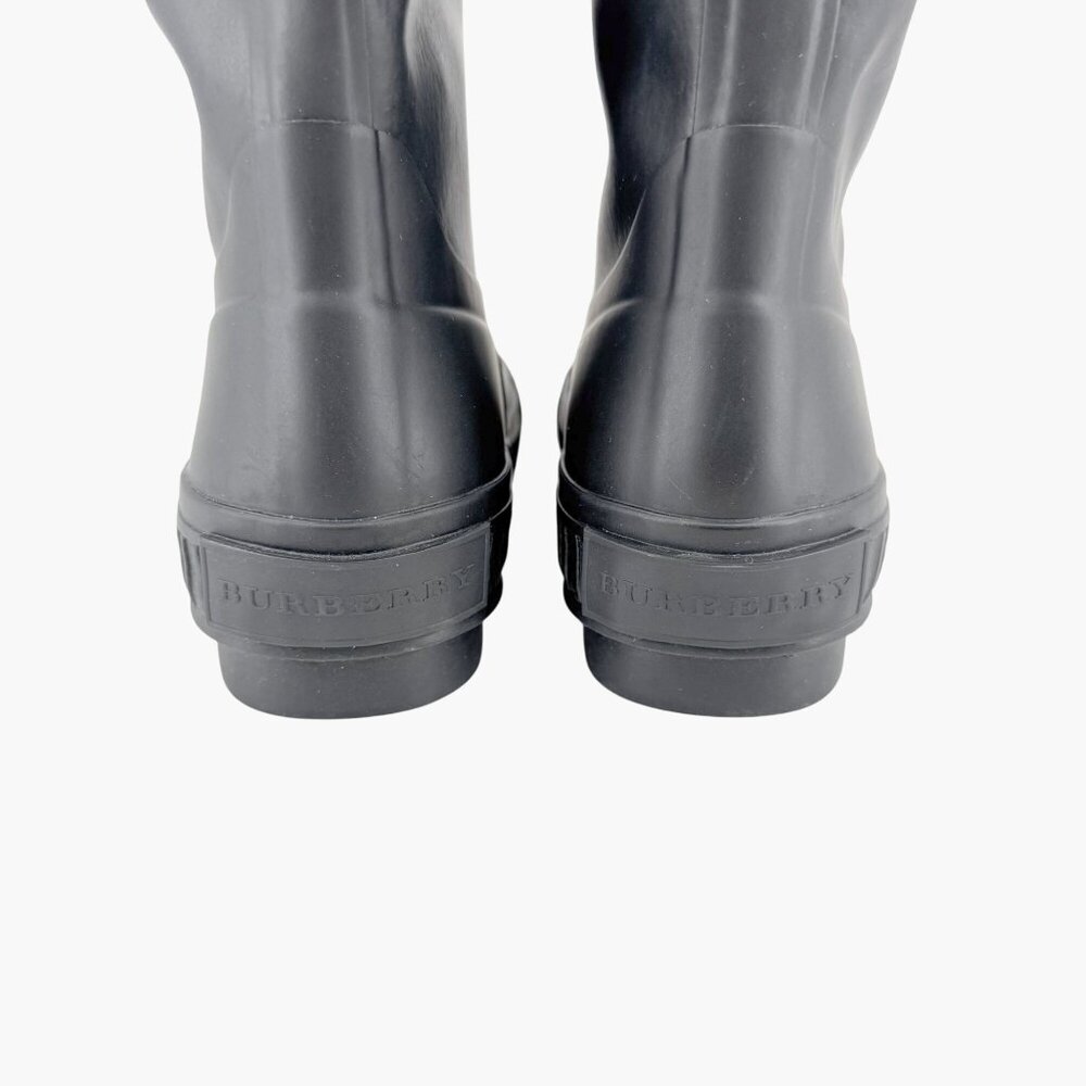 Burberry Freddie Over The Knee Rain Boots EU 37 US 7 Black Rubber Beige Check - Picture 8 of 16